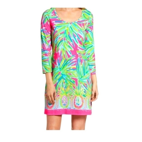 Lilly Pulitzer Beacon Tiki Shift Dress Palm Tree Pineapple Tropical Print - Picture 2 of 6